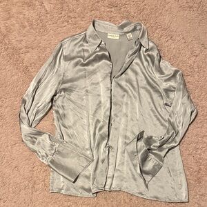 Silver Pure Silk Women's Top